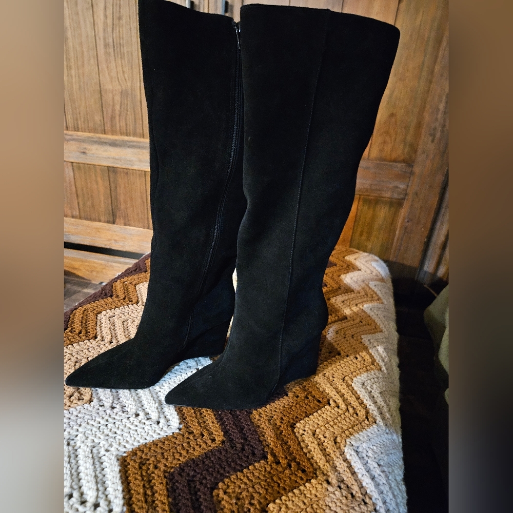 Gianni Bini Gabor Pointed Toe Suade Wedge Boots